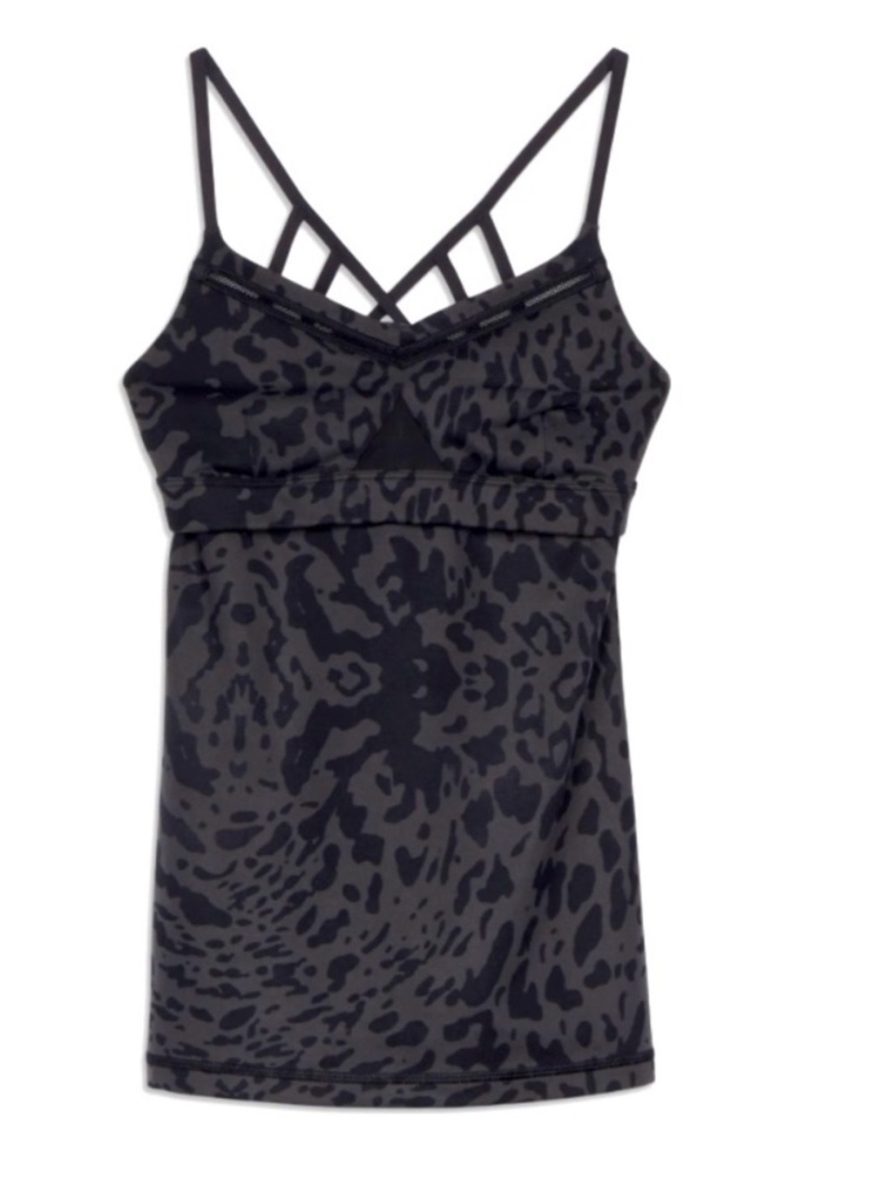 Lululemon Just Breathe Tank Top Animal Swirl Deep Coal Black Strappy Size 4